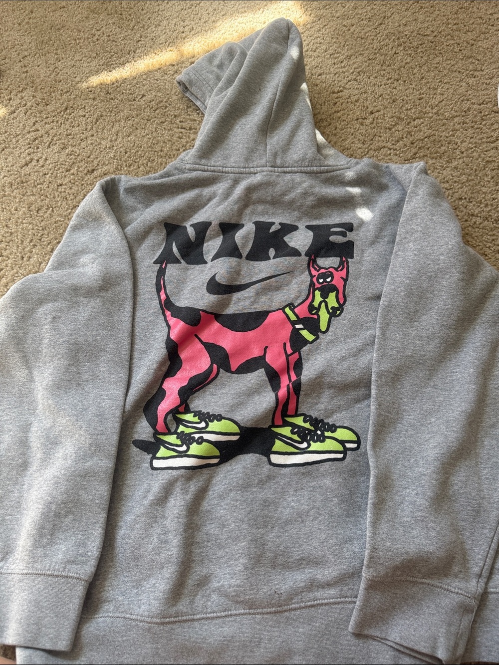 Nike Light Gray Hoodie with Pink Swoosh
